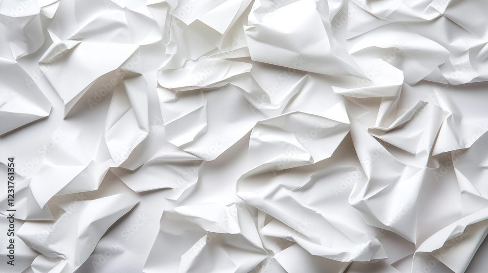 Obraz premium Abstract Crumpled White Paper Texture A Dynamic Background for Design Projects