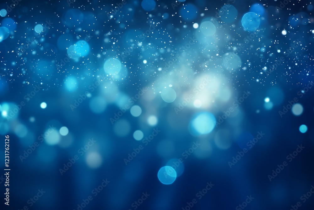 Abstract blue bokeh background with falling snow particles creating a magical winter atmosphere Abstract blue bokeh background with falling snow particles creating a magical winter atmosphere
