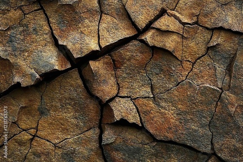 Dark red orange brown rock texture with cracks. Like rusty metal. Close-up. Broken crumbled collapsed. photo