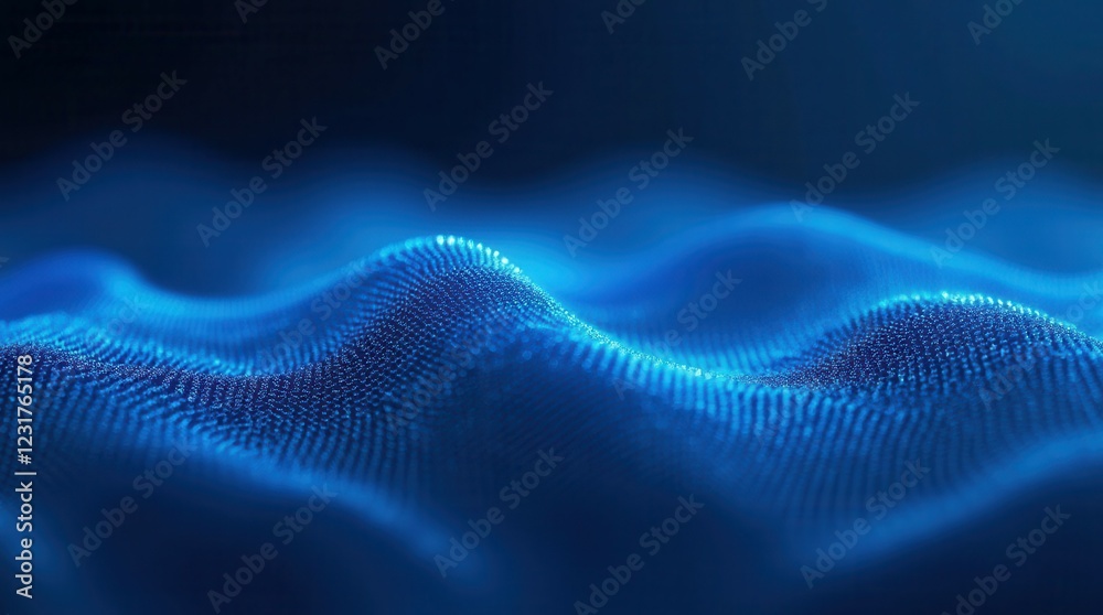 Blue abstract technology data wavy lines in holographic style Blue abstract technology data wavy lines in holographic style