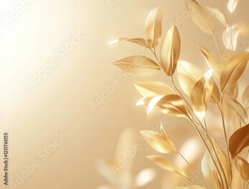 Wallpaper Mural A gold leafy plant with a yellow background Torontodigital.ca