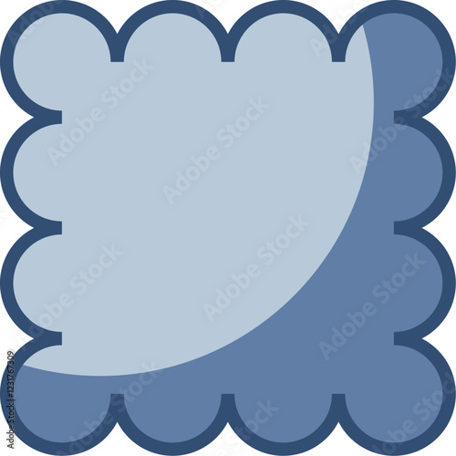 square seashell border frame icon, transparent background. replaceable blue color design