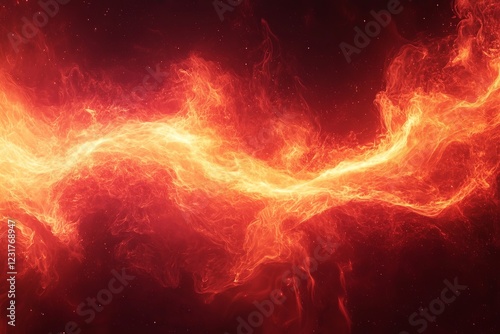 Vibrant red and orange flames swirling against a dark backdrop create a captivating visual of dynamic energy and movement in space