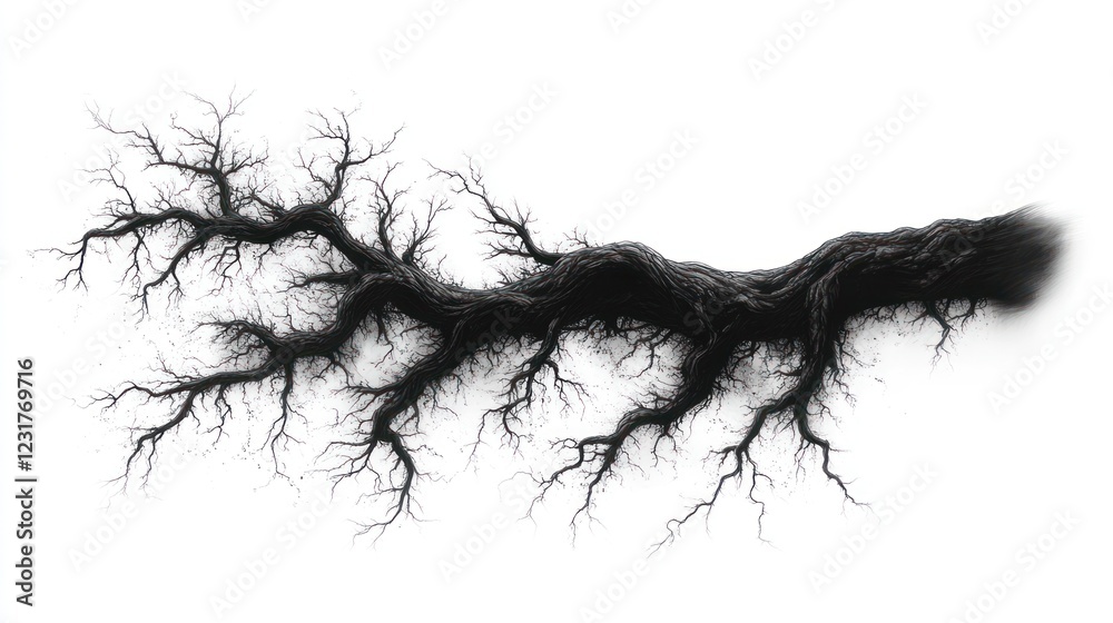 Intricate black tree root illustrations in realistic detail, ideal for nature-themed logos or graphic designs Intricate black tree root illustrations in realistic detail, ideal for nature-themed logos or graphic designs