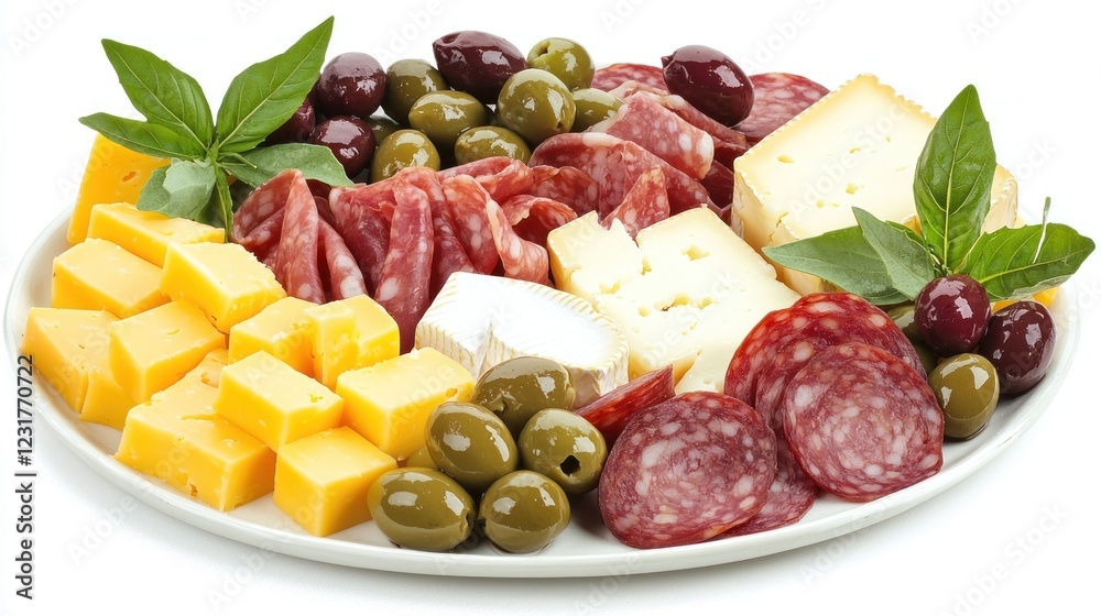 Cheese And Salami Platter With Olives Cheese And Salami Platter With Olives
