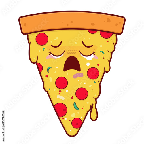 pizza crying face cartoon cute