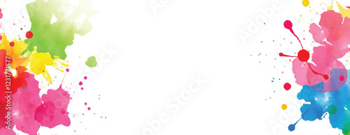 Holi colorful abstract liquid watercolor background with artistic, paint, splashes, grunge, splatter, texture, powder, Artwork for creative banner, card, template, effect, ink, blot design vector