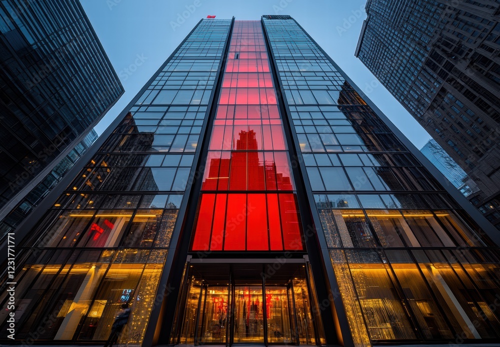custom made wallpaper toronto digitalA tall building with a red roof and a red stripe on the side