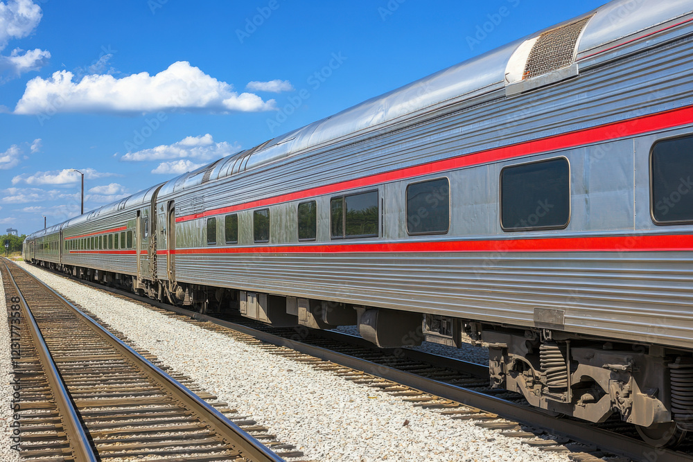 Passenger train car, ideal for public transit and long-distance travel concepts Passenger train car, ideal for public transit and long-distance travel concepts