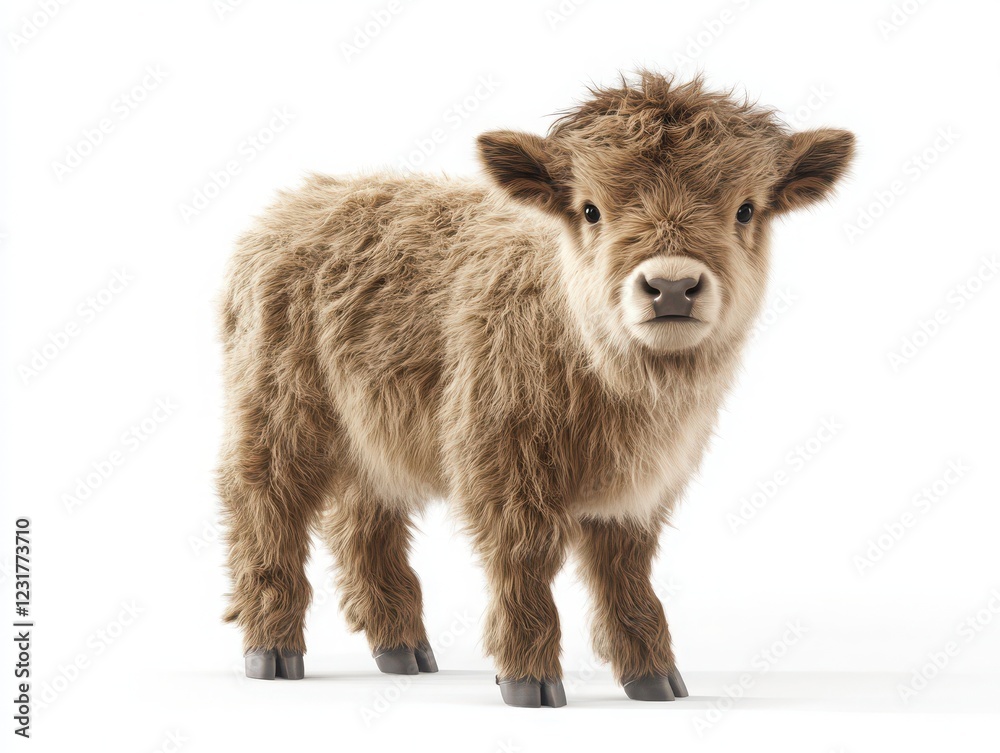 Fluffy baby yak standing on soft ground outdoor setting animal photography natural environment close-up view Fluffy baby yak standing on soft ground outdoor setting animal photography natural environment close-up view