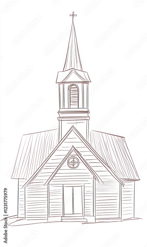 Simple Line Drawing Of A Small Wooden Church Simple Line Drawing Of A Small Wooden Church