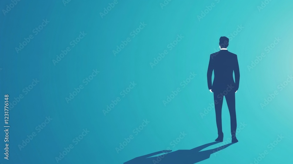 A Businessman Looking Towards the Future, Minimalist Vector Illustration A Businessman Looking Towards the Future, Minimalist Vector Illustration