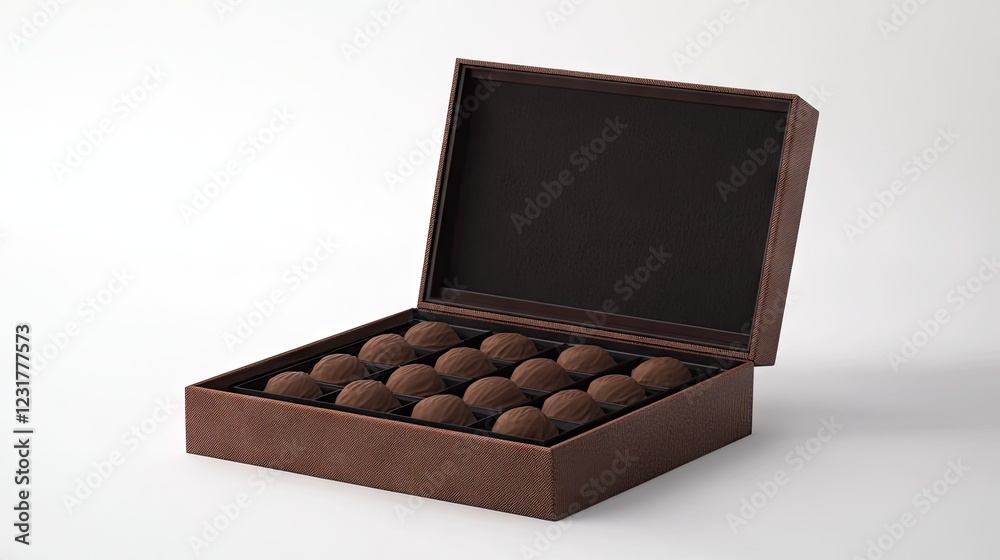 A premium chocolate box with a cascading, fold-out design, enhancing the sense of discovery. A premium chocolate box with a cascading, fold-out design, enhancing the sense of discovery.