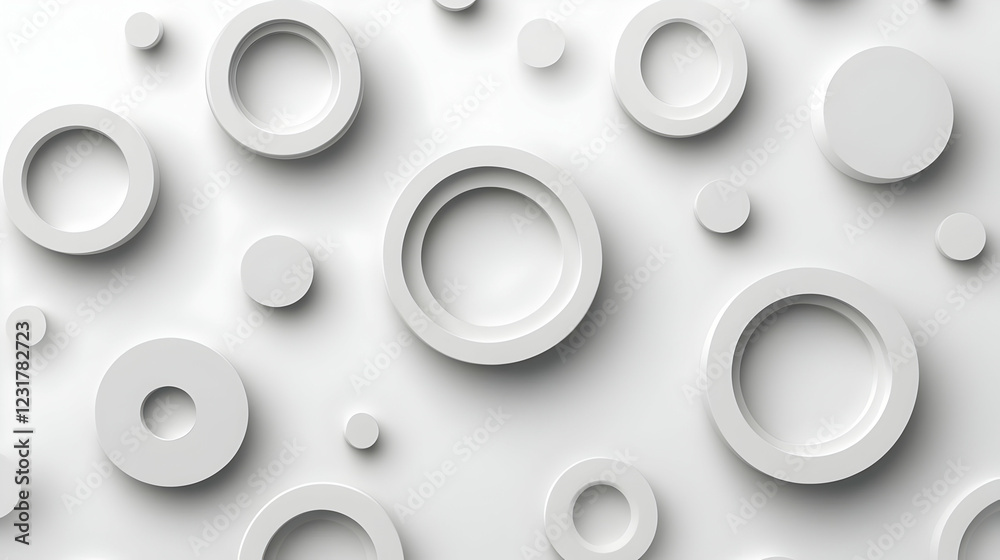 3D Abstract Background White Circles Minimalist Design 3D Abstract Background White Circles Minimalist Design