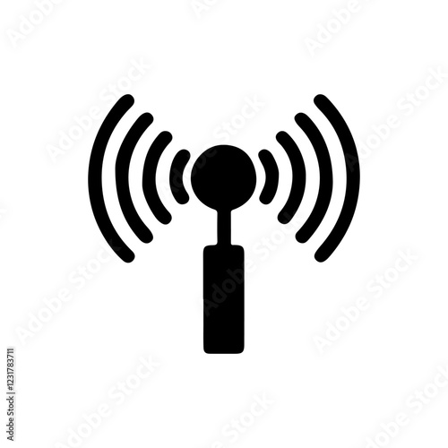 Wifi antenna or signal transmission silhouette icon vector illustration design on white background.