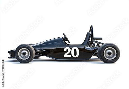 A black race car with the number 20 on it
