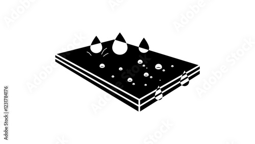 Waterproof material, black isolated silhouette