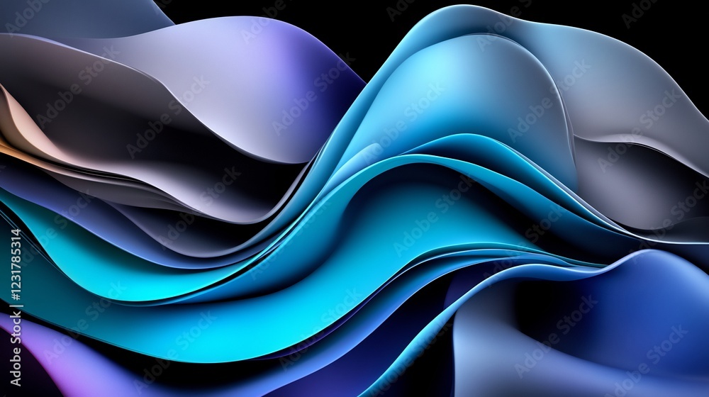 Abstract Blue Waves: A Symphony of Color and Form Abstract Blue Waves: A Symphony of Color and Form