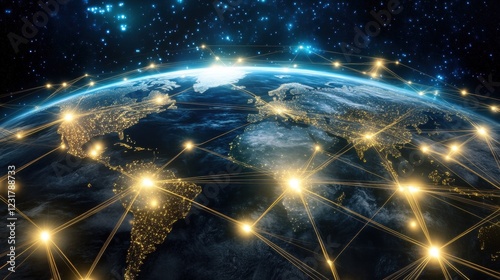 Global Connectivity A Stunning View Earth Space Night photo