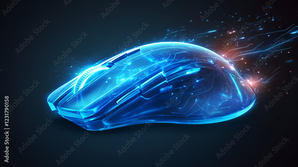 A high-tech computer gaming mouse swiftly moves across a black background with a striking light , Modern stylish gaming computer mouse blue lighting mouse technology
A high-tech computer gaming mouse swiftly moves across a black background with a striking light , Modern stylish gaming computer mouse blue lighting mouse technology