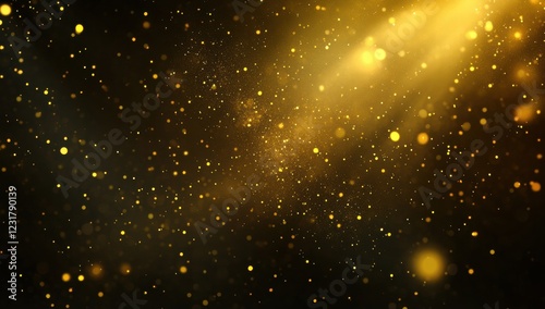 A black background with gold glittery dots