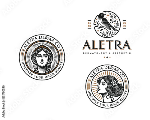 Beauty natural cosmetic skincare clinic care logo template 