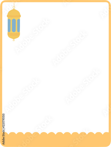 Golden Lantern Illustration with Decorative Border Frame