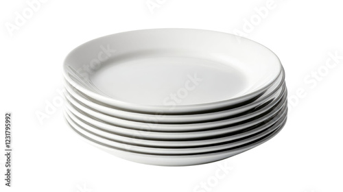  white ceramic plates on transparent background.