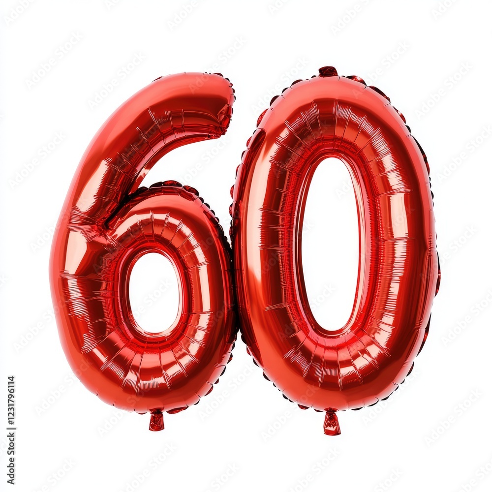 Bright Red Number Balloons Celebrating Sixty Years of Life Bright Red Number Balloons Celebrating Sixty Years of Life