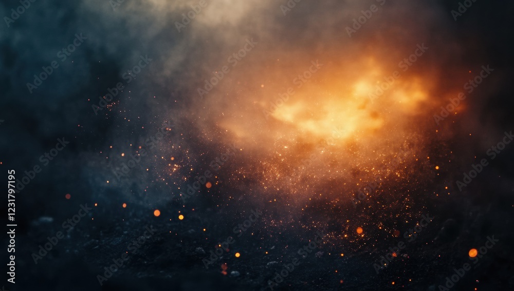 Fototapeta premium A blurry image of a fire with smoke and sparks
