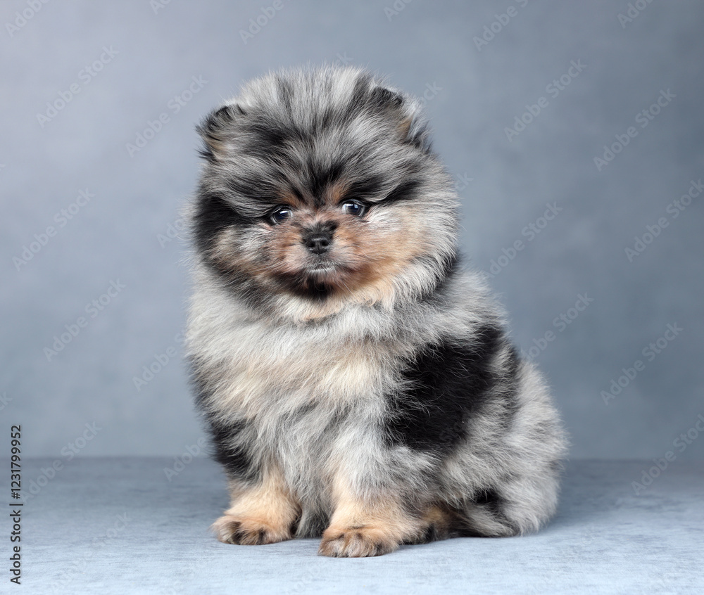 Obraz premium Cute little pomeranian puppy. Funny fluffy puppy