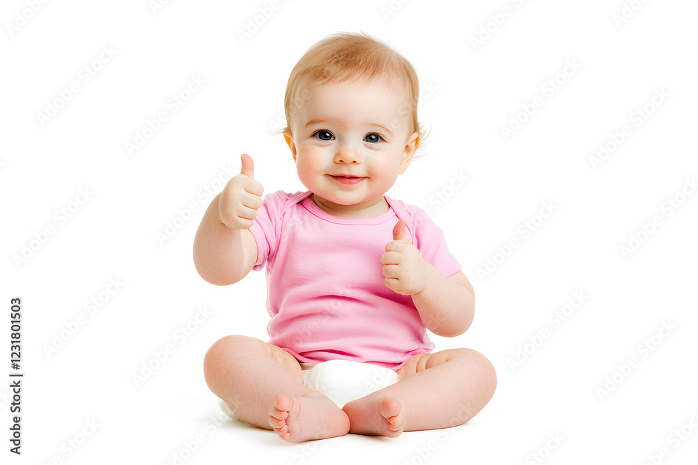 Portrait of cute smiling child toddler gives a thumbs up isolated on white background Portrait of cute smiling child toddler gives a thumbs up isolated on white background