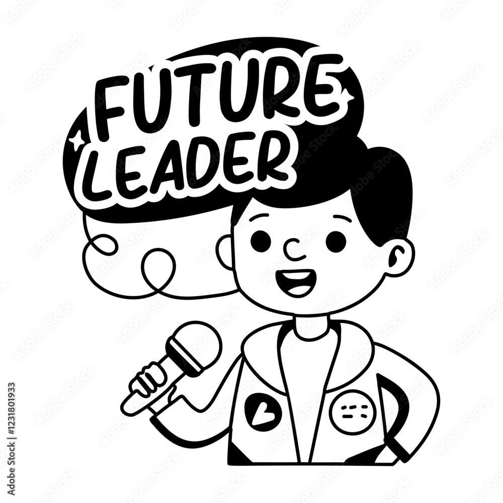 Glyph sticker of a future leader giving a speech Glyph sticker of a future leader giving a speech