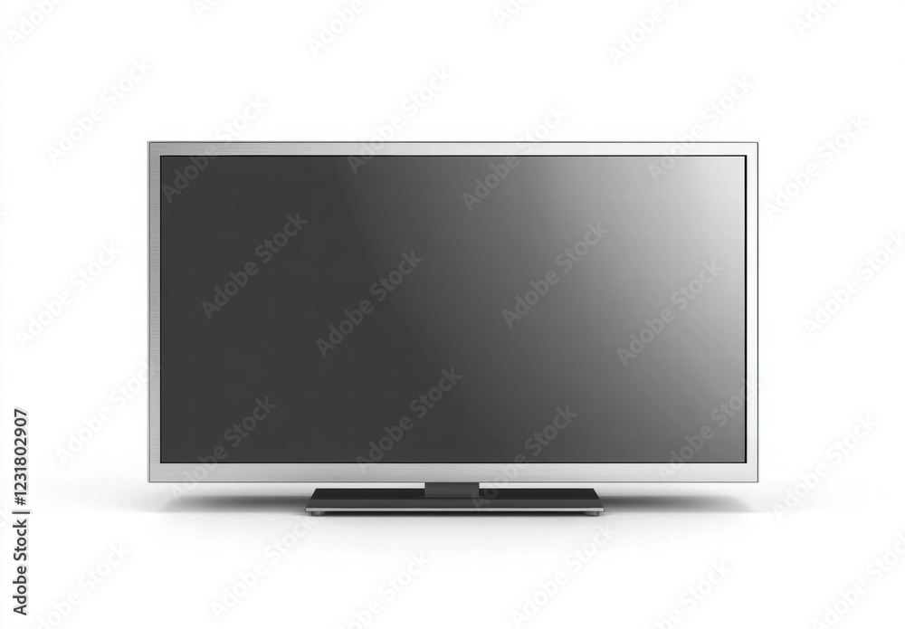 A large flat screen television is turned off A large flat screen television is turned off