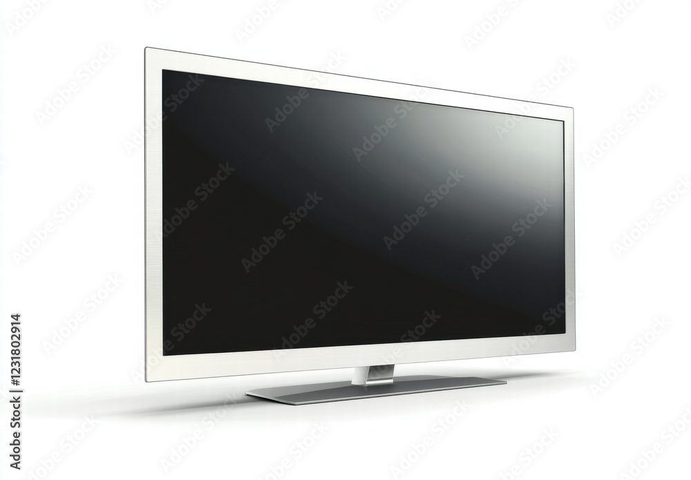 A white flat screen television is turned off A white flat screen television is turned off