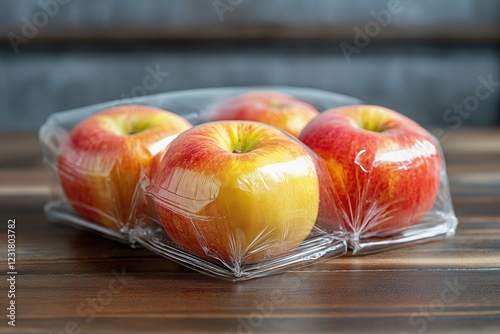 Fresh apples in biodegradable packaging for sustainable grocery shopping