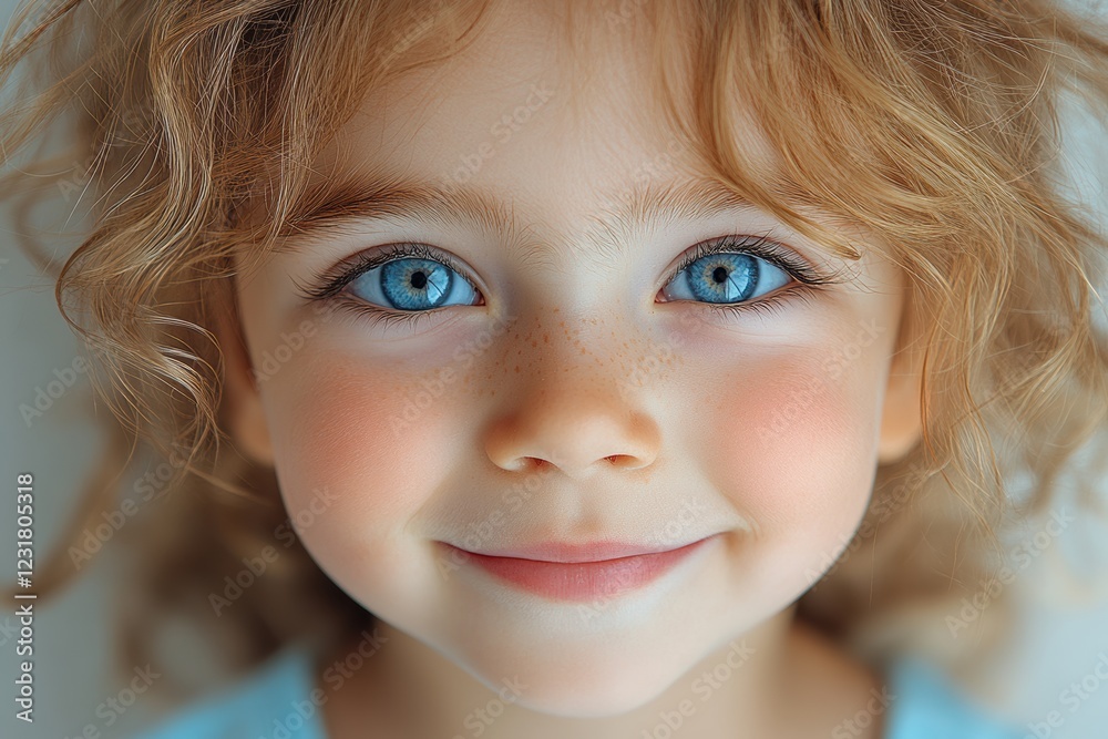 A cheerful young girl with curly hair and bright blue eyes, radiating joy and innocence, perfect for capturing the essence of childhood and happiness. A cheerful young girl with curly hair and bright blue eyes, radiating joy and innocence, perfect for capturing the essence of childhood and happiness.