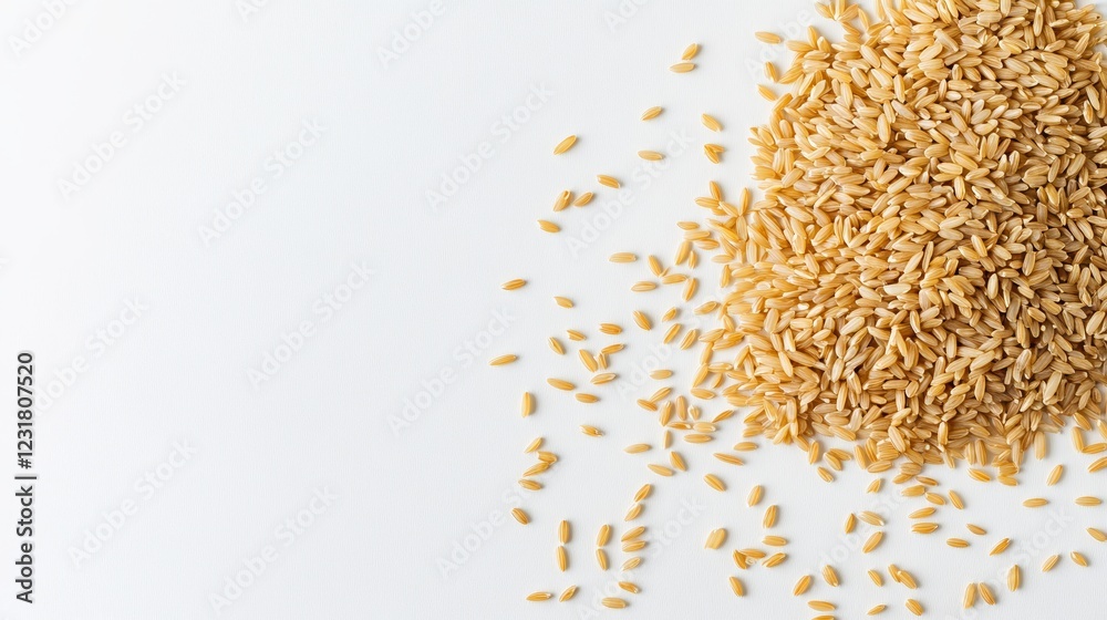 Raw Brown Rice Grains Isolated on White Background Top View High Resolution Food Photogr Raw Brown Rice Grains Isolated on White Background Top View High Resolution Food Photogr