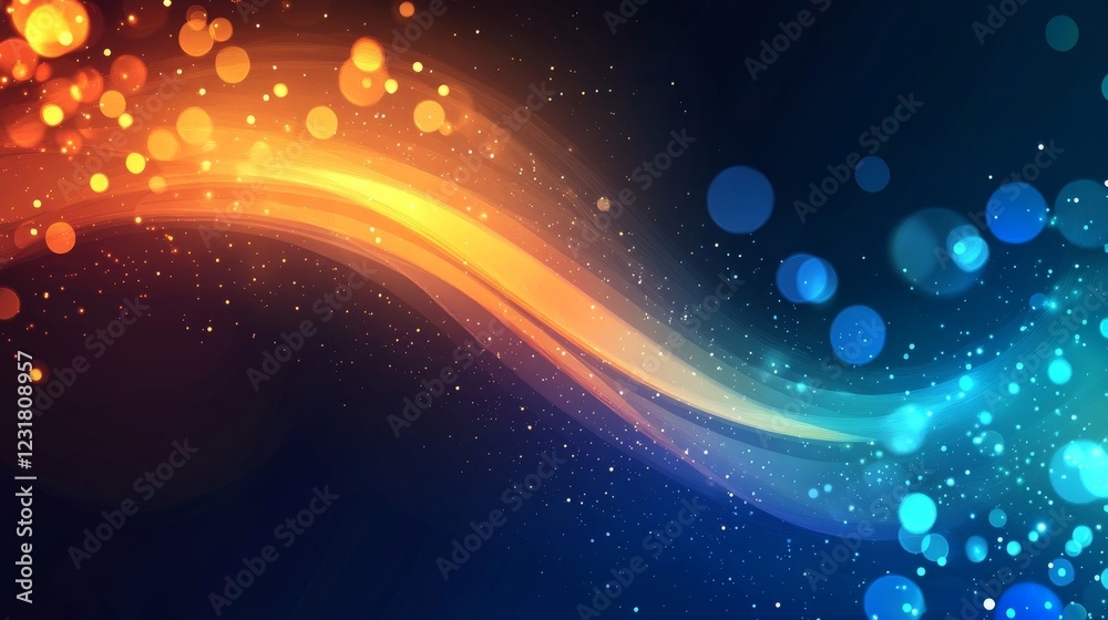 Abstract Orange and Blue Wave Background with Glowing Lights Abstract Orange and Blue Wave Background with Glowing Lights