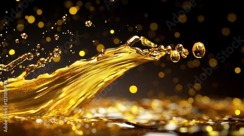 Golden Liquid Splash: An Abstract Study in Fluid Dynamics photo