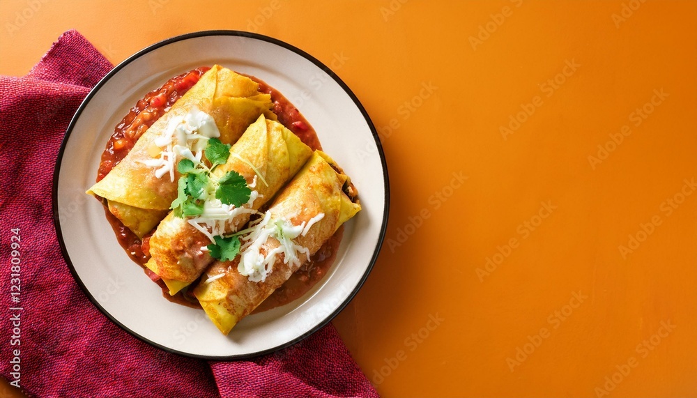 Mexican food enchiladas in plate Mexican food enchiladas in plate
