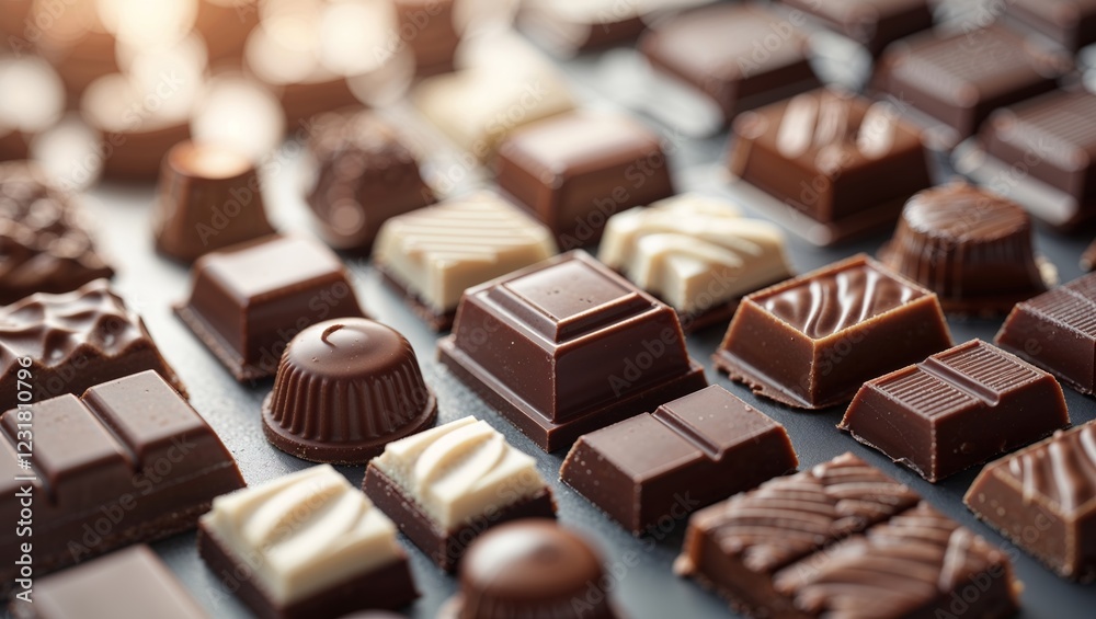 Assorted Chocolate Pieces and Truffles Variety of Dark Milk and White Sweet Treat Assorted Chocolate Pieces and Truffles Variety of Dark Milk and White Sweet Treat