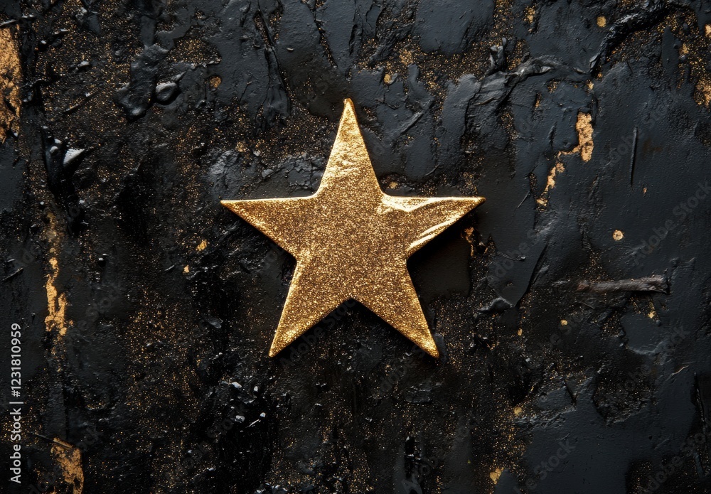 A gold star is on a black background A gold star is on a black background