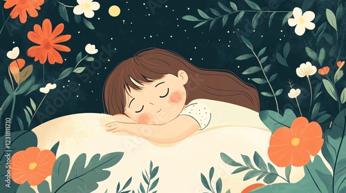 Innocent Child Dreaming Alone - Hand-drawn Vector Artwork for Projects