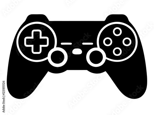 video game controller black silhouette vector, Simple silhouette Design vector icon with white background.