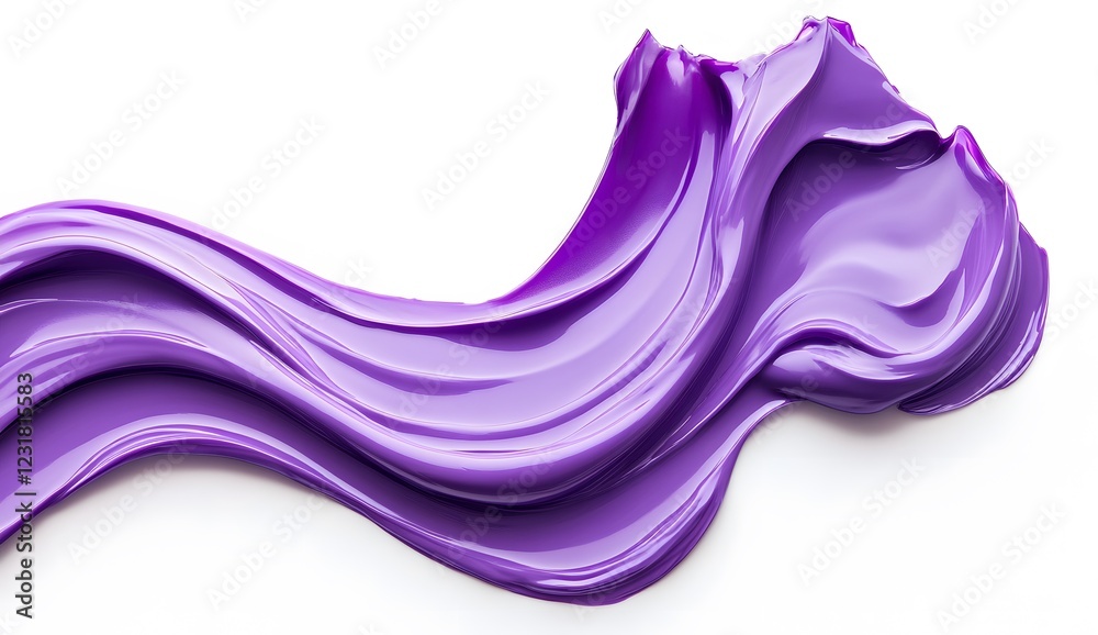 Vibrant purple paint fluid flowing on a white background, creates a visual effect, generative AI Vibrant purple paint fluid flowing on a white background, creates a visual effect, generative AI