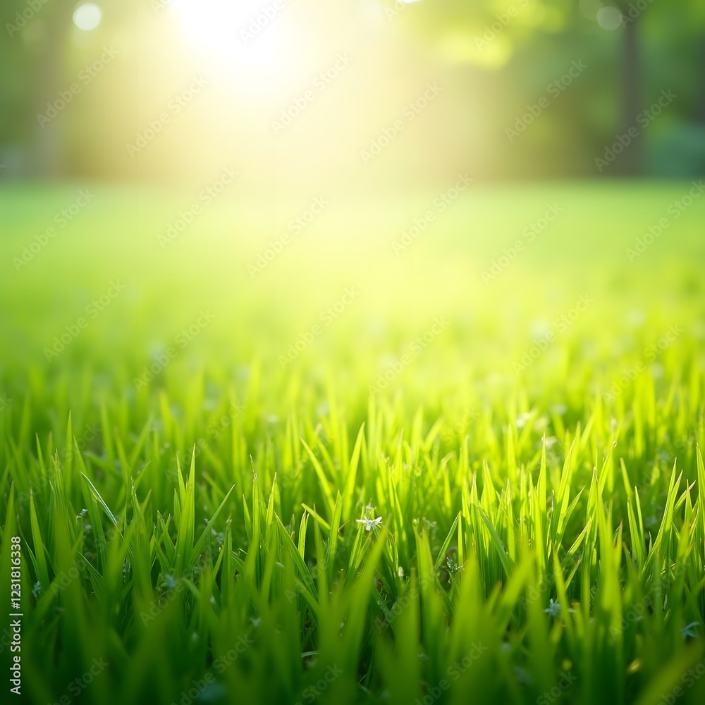 Fototapeta premium Golden Sunlight Dancing on Vibrant Meadows