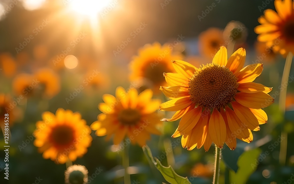 Obraz premium Beautiful Nature Wildflowers and Sunlight