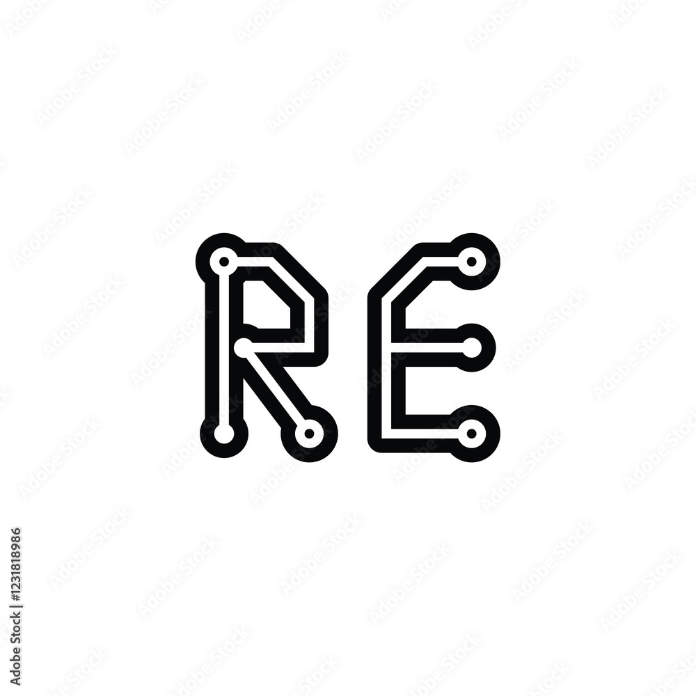 RE monogram logo design letter text name symbol monochrome logotype alphabet character simple logo