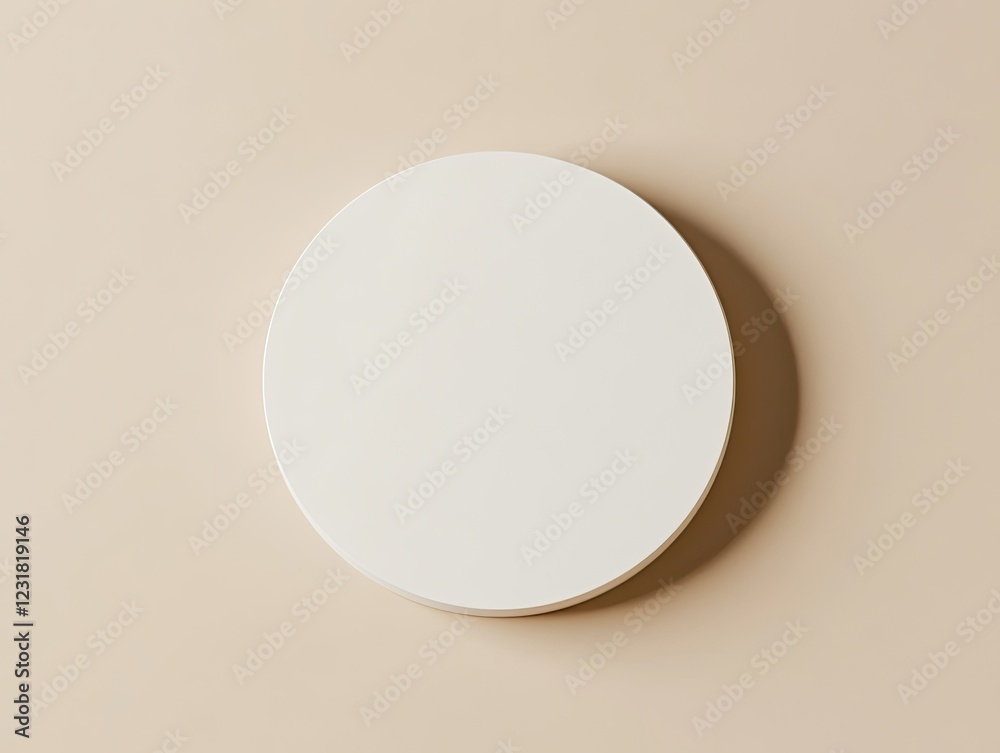 White circle is on a tan background. The circle is empty and has no design or pattern. Concept of money White circle is on a tan background. The circle is empty and has no design or pattern. Concept of money